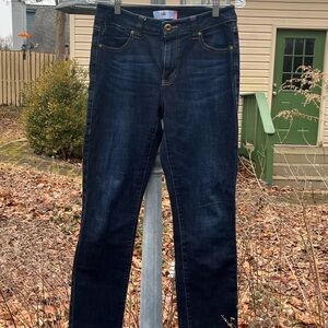 CAbi jeans, dark wash jeans, "high straight" style
